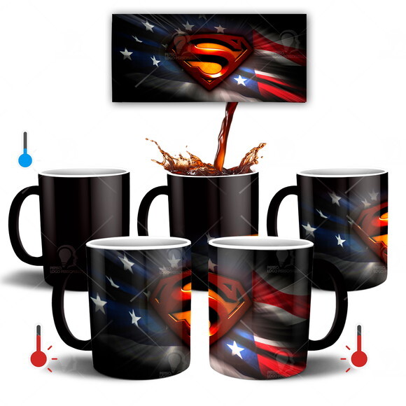 Caneca Mágica Superman Brasão + Caixinha - Mod 003