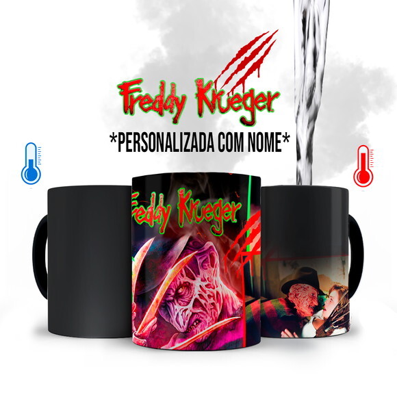 Caneca Mágica Terror Freddy krueger Hora do Pesadelo + Nome