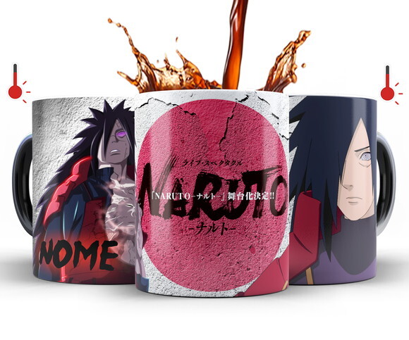 Caneca Mágica Uchiha Madara com Nome + Caixinha