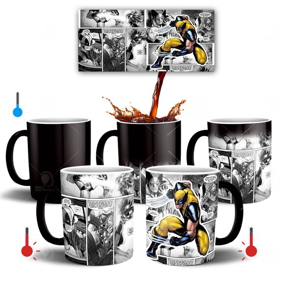 Caneca Mágica Wolverine x-men quadrinhos + Caixinha