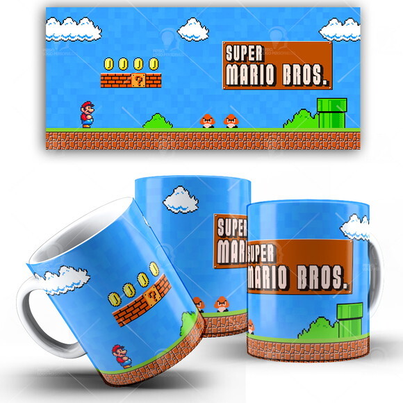 Caneca Mário brós Game Nintendo + Caixinha presente