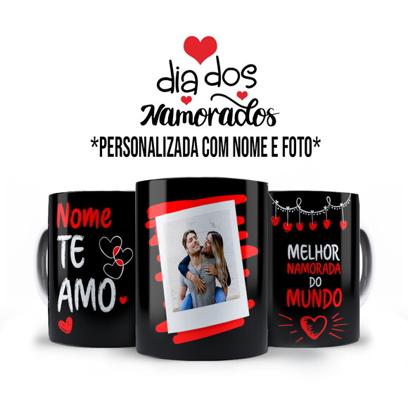 Caneca Melhor Namorada do Mundo com Nome e Foto