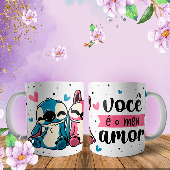 Caneca Namorados Stitch Você é o meu Amor