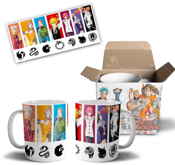 Caneca Nanatsu No Taizai 7 pecados Capitais + Caixinha