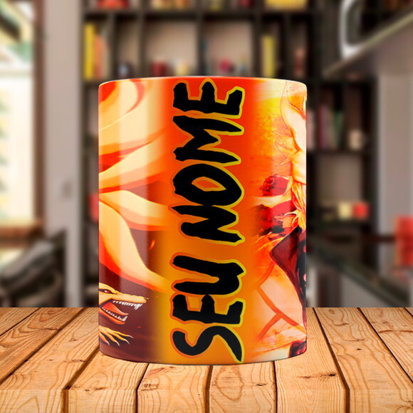 Caneca Naruto e Kurama com Nome Personalizado