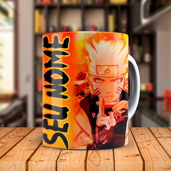 Caneca Naruto e Kurama com Nome Personalizado