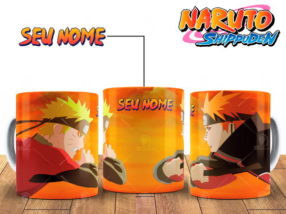 Caneca Naruto vs Pain Akatsuki com seu Nome