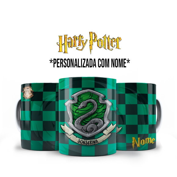 Caneca Personalizada + Kit Harry Potter Sonserina