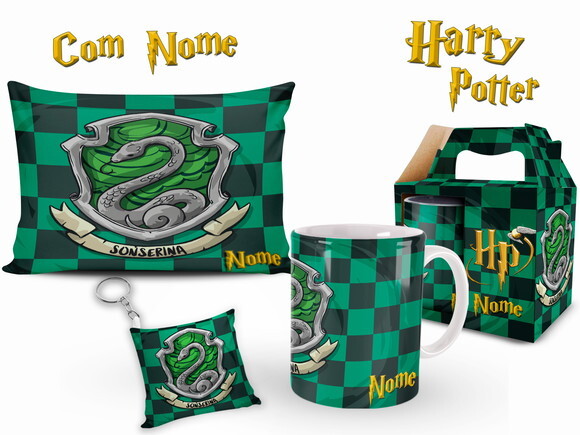 Caneca Personalizada + Kit Harry Potter Sonserina