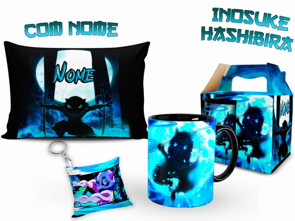 Caneca Personalizada + Kit Inosuke Demon Slayer com Nome