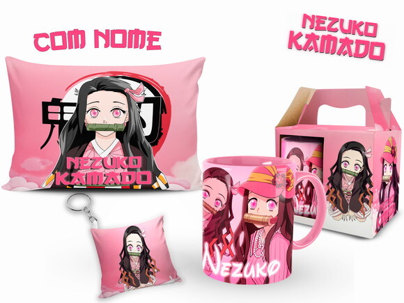 Caneca Personalizada + Kit Nezuko Demon Slayer com Nome