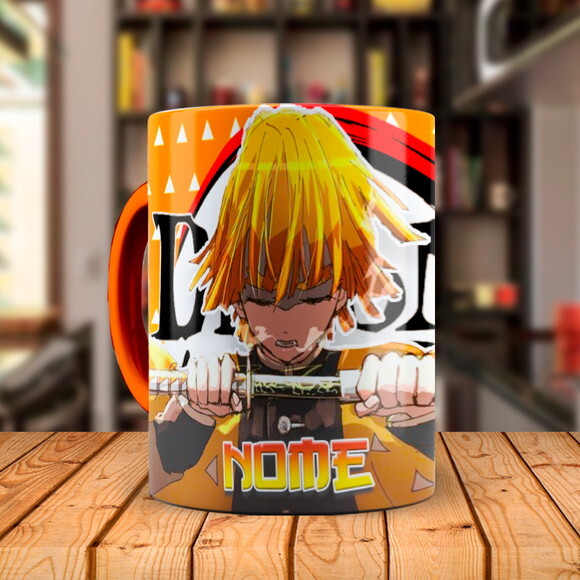 Caneca Personalizada + Kit Zenitsu Demon Slayer com Nome