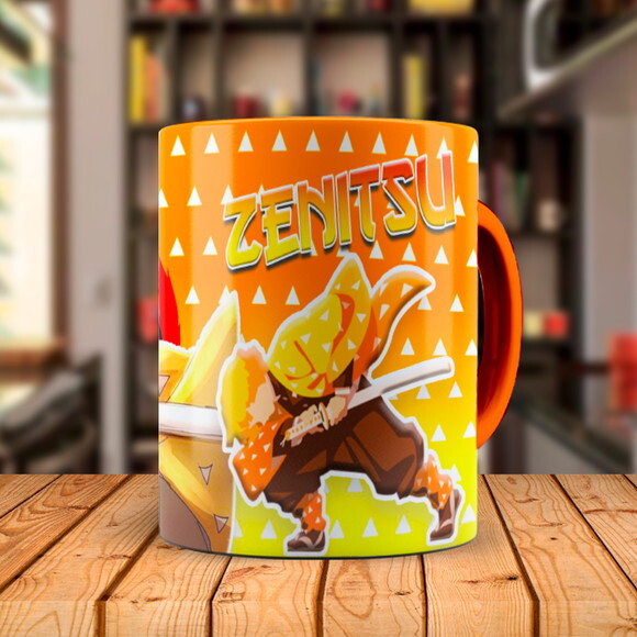 Caneca Personalizada + Kit Zenitsu Demon Slayer com Nome