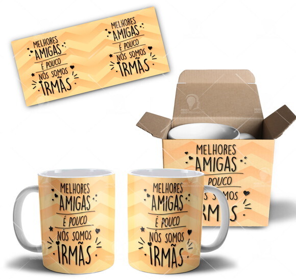 Caneca Personalizada Amigas Amizade best Friends + Caixinha
