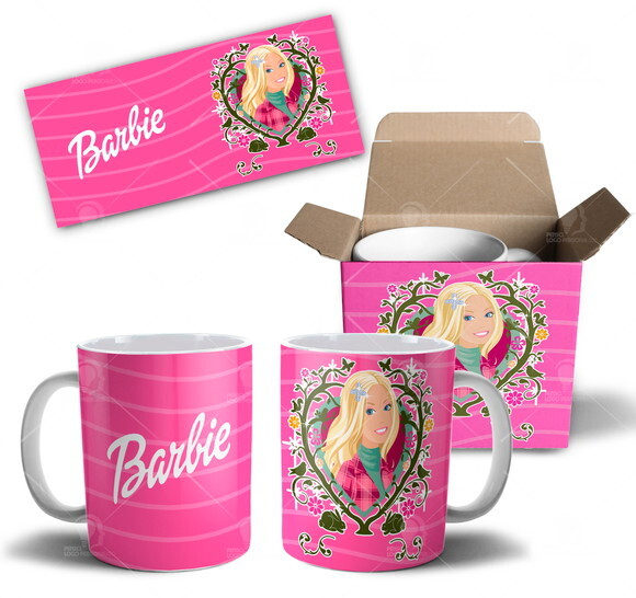 Caneca Personalizada Boneca Barbie + Caixinha - Mod 001