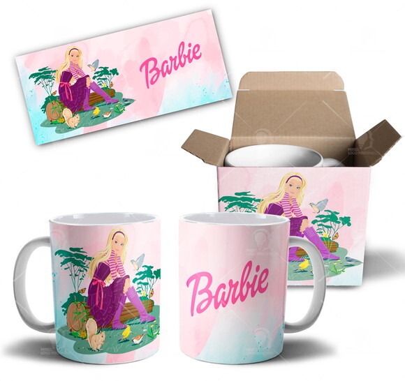 Caneca Personalizada Boneca Barbie + Caixinha - Mod 002
