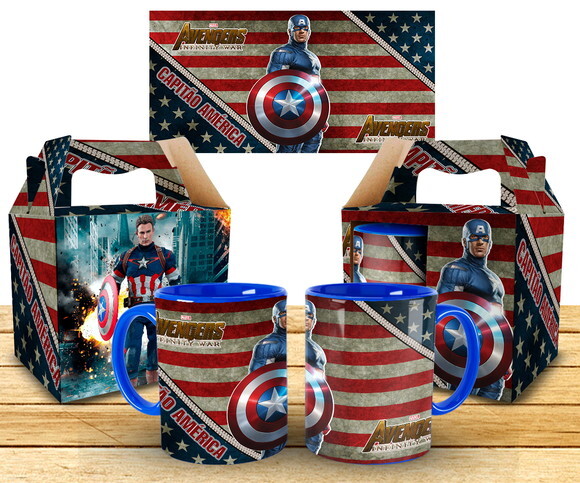Caneca Personalizada Capitão América + Caixinha #2