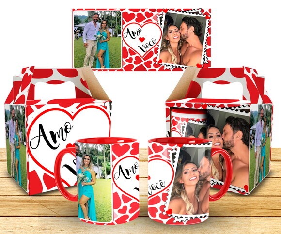 Caneca Personalizada Casal com Fotos Caixinha 1 unidade
