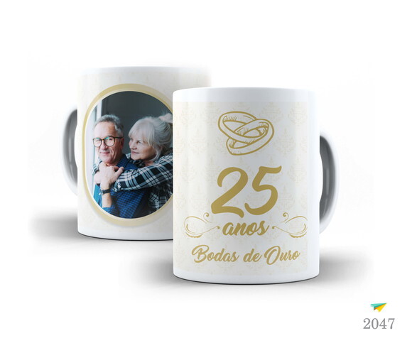 Caneca Personalizada Casamento Bodas De Ouro 50 Anos 2 unid