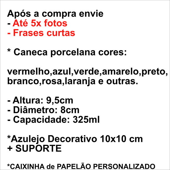 Caneca Personalizada com 5 fotos, frases + KIT#1