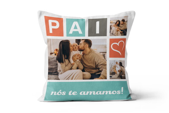 Caneca Personalizada e Almofada Dia dos Pais com 6 fotos