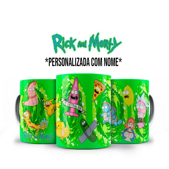 Caneca Personalizada e Almofada Rick and Morty com Nome