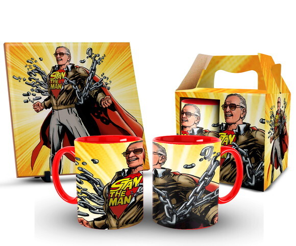 Caneca Personalizada E Azulejo Marvel Stan Lee -1 unidade