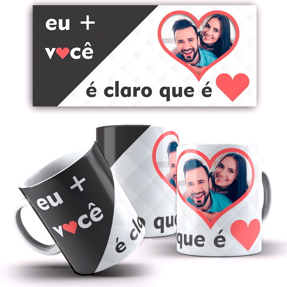 Caneca Personalizada Eu + Você é Amor com Foto + Caixinha