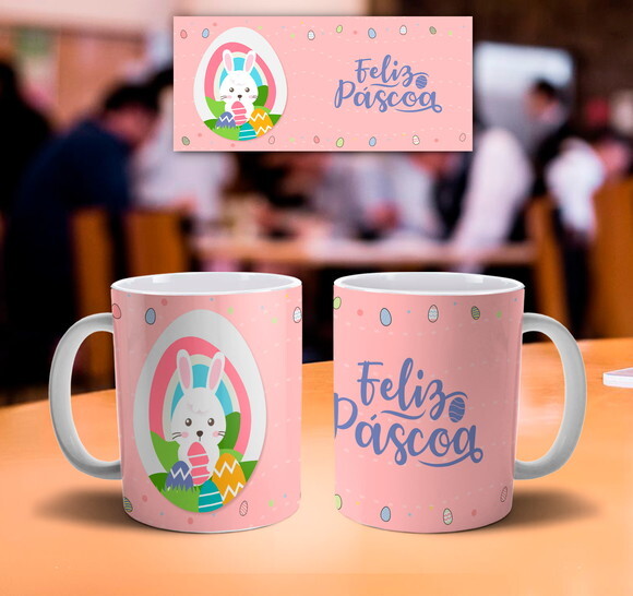 Caneca personalizada Feliz dia da Páscoa Mod 010