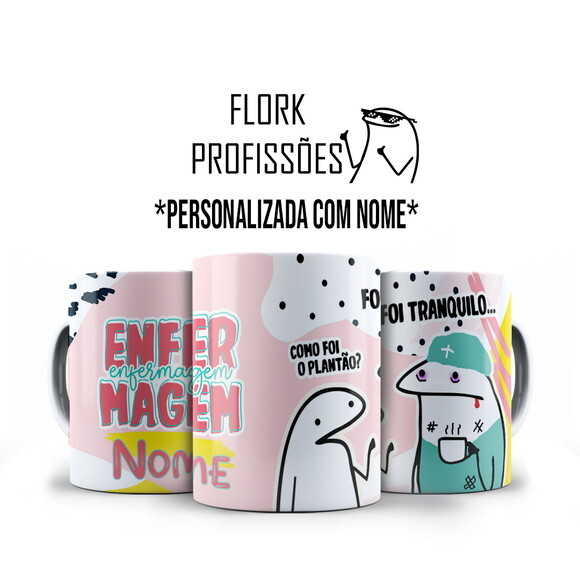 Caneca Personalizada Flork Profissão Enfermagem com Nome