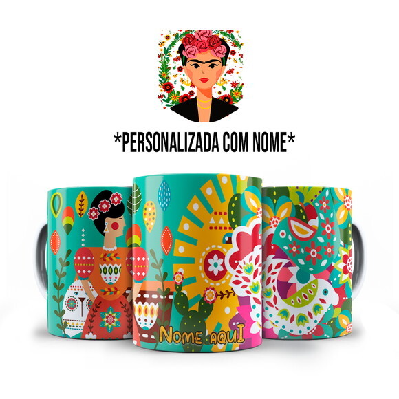 Caneca Personalizada Frida Kahlo Arte com Nome