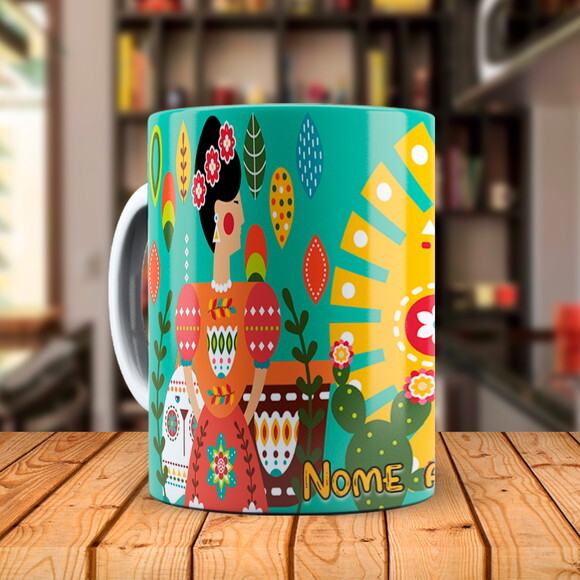Caneca Personalizada Frida Kahlo Arte com Nome