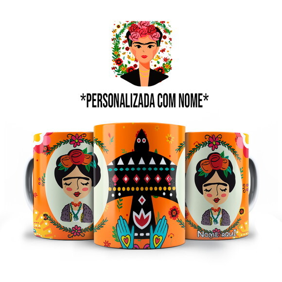 Caneca Personalizada Frida Kahlo Pintura com Nome