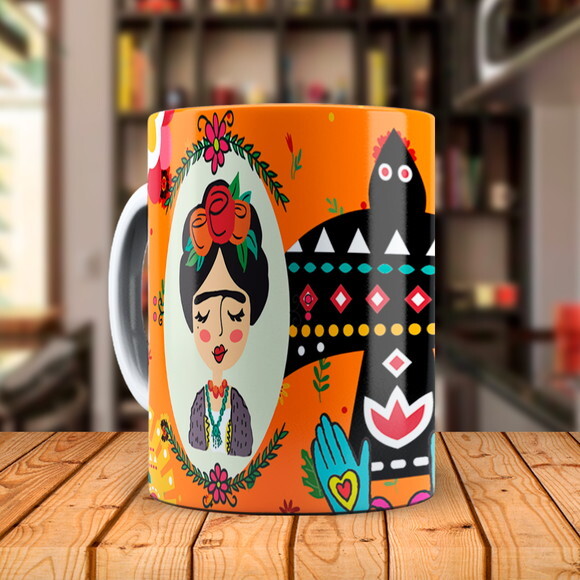 Caneca Personalizada Frida Kahlo Pintura com Nome