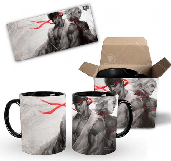 Caneca Personalizada Game Street Fighter Ryu e Ken