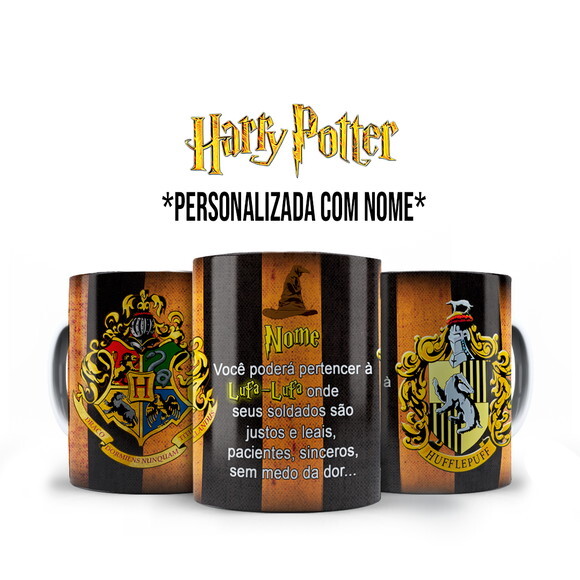 Caneca Personalizada Harry Potter Lema Lufa-lufa com Nome