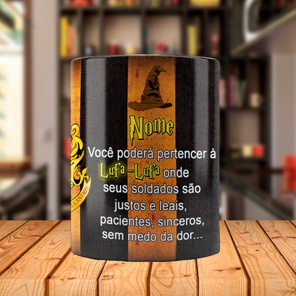 Caneca Personalizada Harry Potter Lema Lufa-lufa com Nome