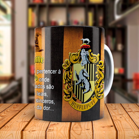 Caneca Personalizada Harry Potter Lema Lufa-lufa com Nome