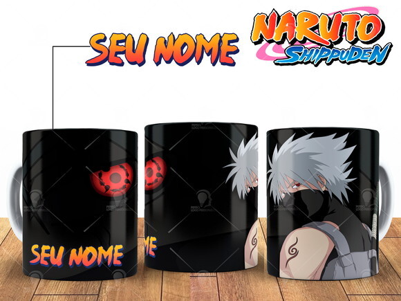Caneca Personalizada Kakashi Naruto Shippuden com seu Nome