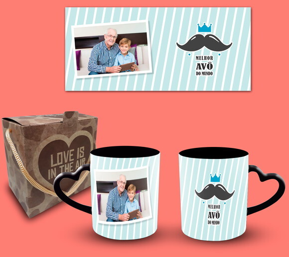 Caneca Personalizada Melhor Avô do Mundo + Caixinha Kraft #1