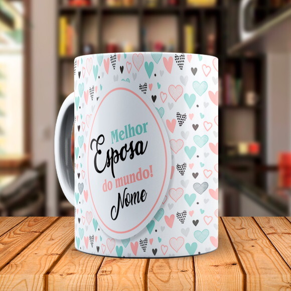 Caneca Personalizada Melhor Esposa do Mundo com Nome