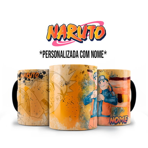 Caneca Personalizada Naruto + Kit com Nome Personalizado