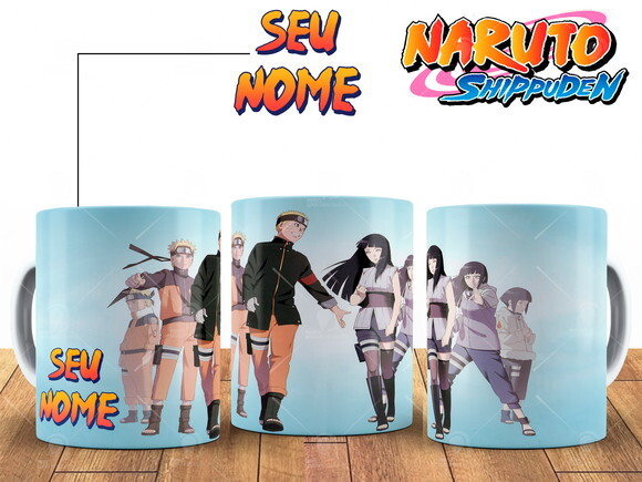 Caneca Personalizada Naruto Shippuden e Hinata Love com Nome