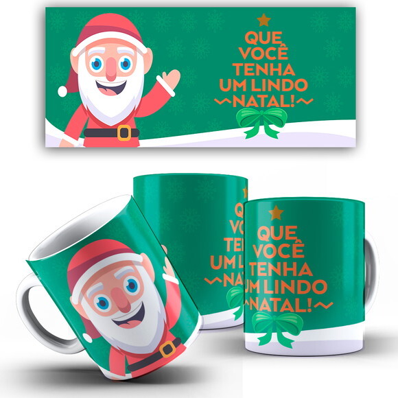 Caneca Personalizada Natal Papai Noel + Caixinha Noel mod 16