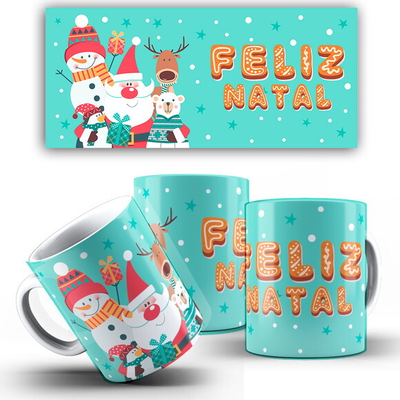 Caneca Personalizada Natal Papai Noel + Caixinha Noel mod 21