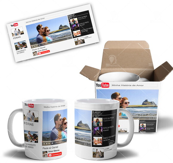 Caneca personalizada rede sociais com foto e frases editável