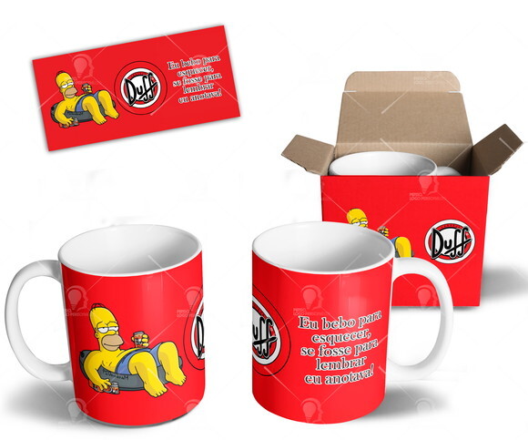 Caneca Personalizada Simpson Duff Bebida + Caixinha