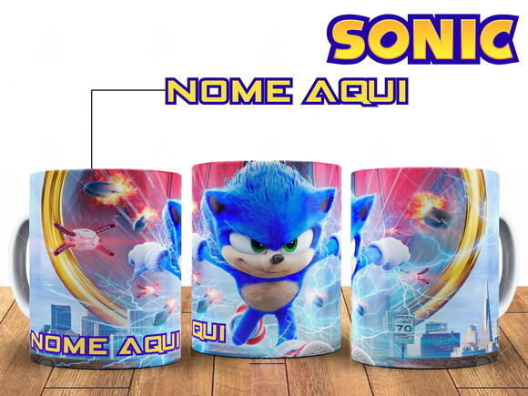 Caneca Personalizada Sonic Personalize com seu Nome
