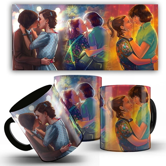 Caneca Personalizada Stranger Things Mike e Eleven #14