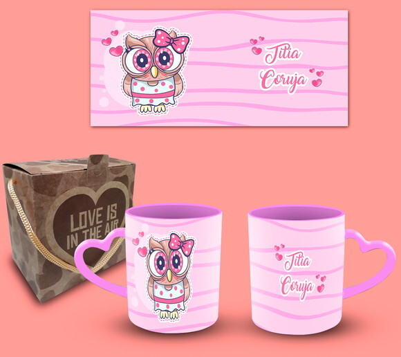 Caneca Personalizada Titia Coruja + Caixinha Kraft #3